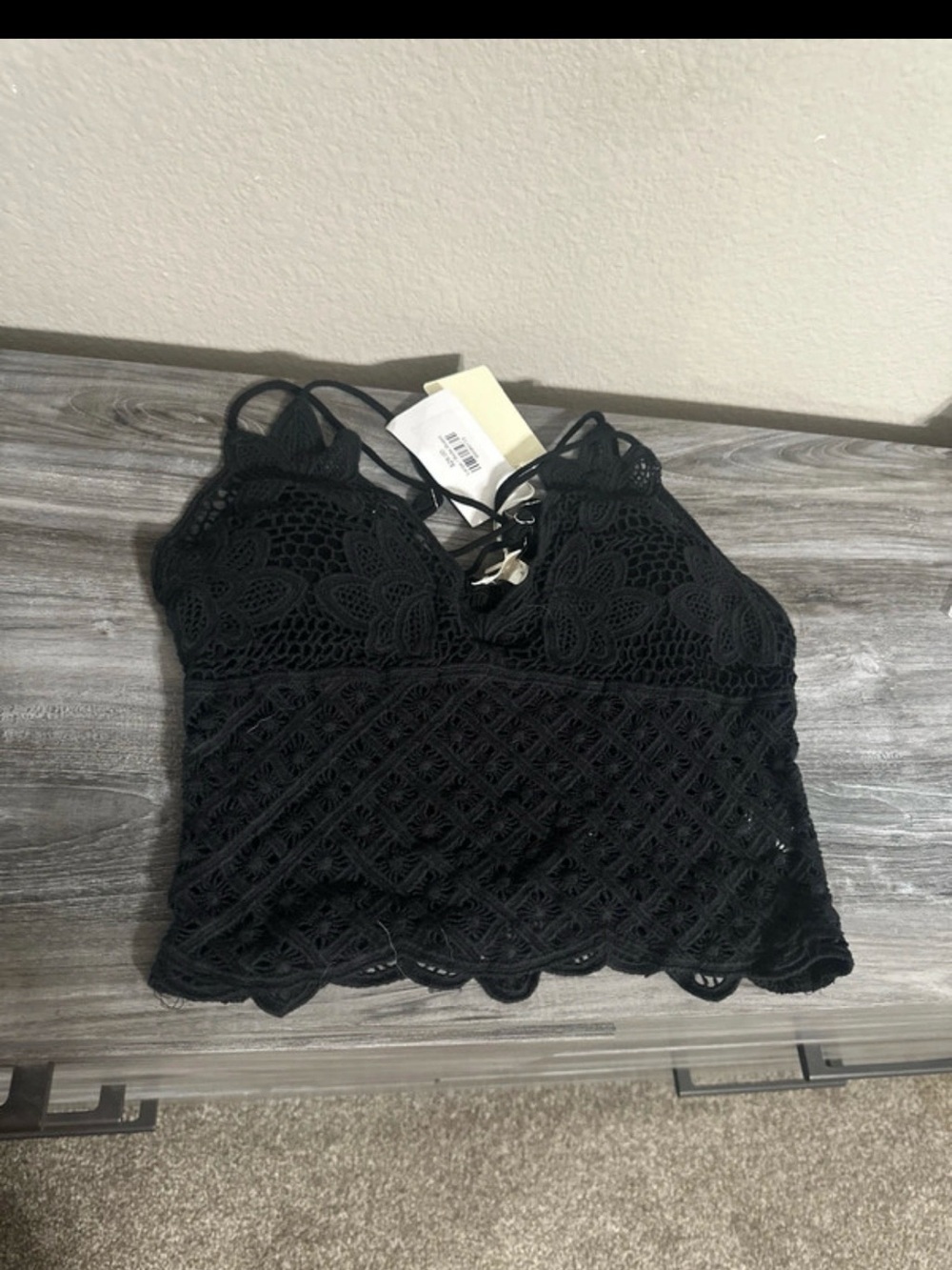 Black Lace Crochet Camisole Bralette